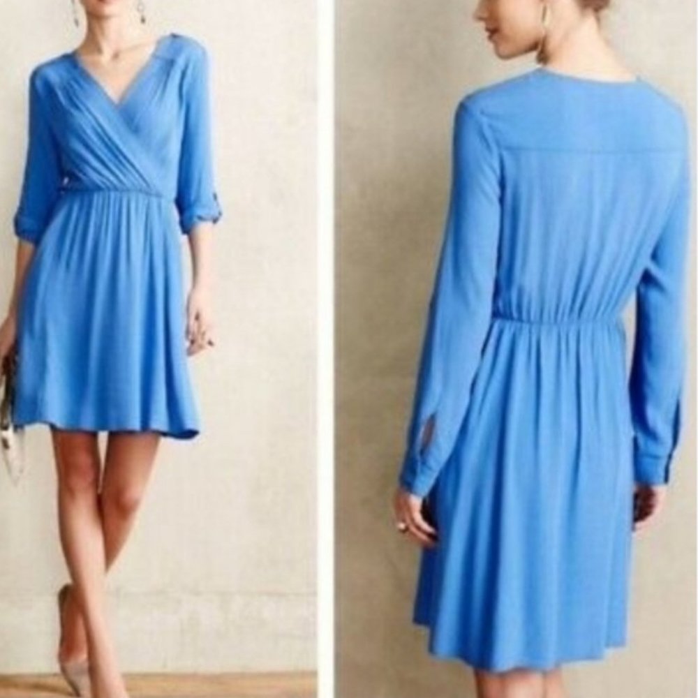 ANTHROPOLOGIE Maeve Lene Zip Pocket Faux Wrap Dress